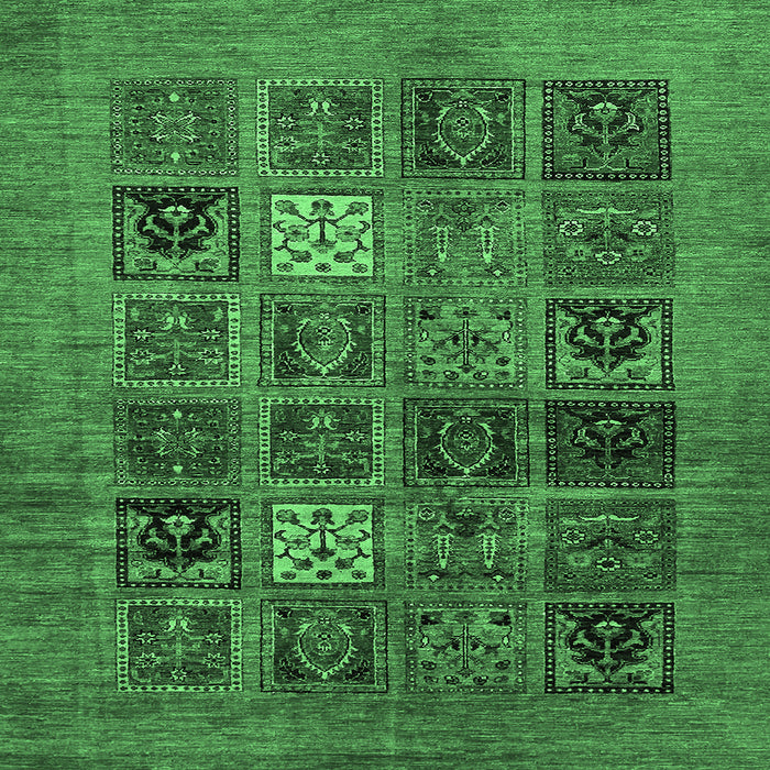 Square Abstract Emerald Green Modern Rug, abs617emgrn