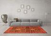 Machine Washable Abstract Orange Modern Area Rugs in a Living Room, wshabs617org