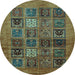 Round Abstract Light Blue Modern Rug, abs617lblu