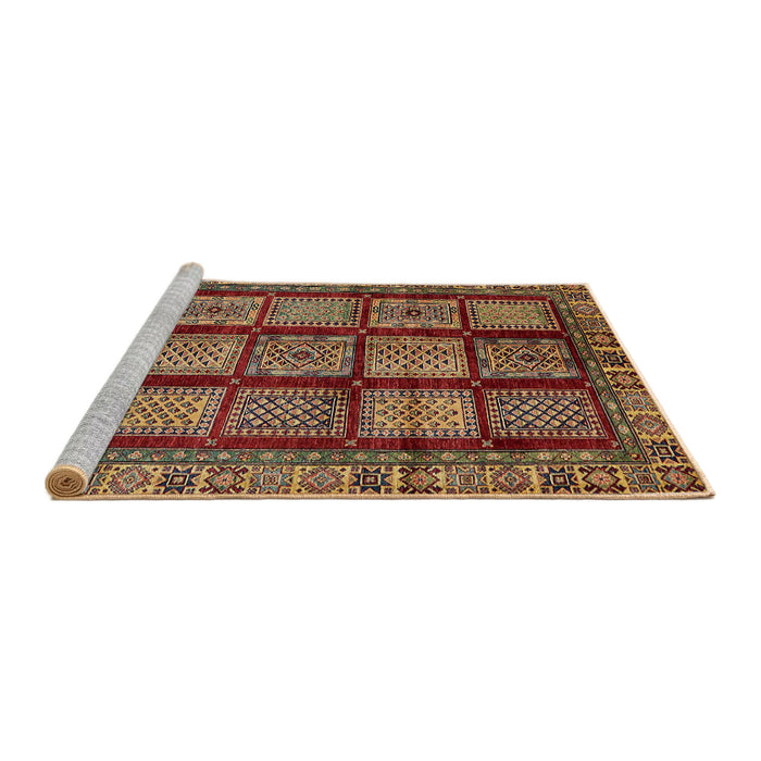 Sideview of Machine Washable Abstract Saffron Red Rug, wshabs618