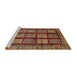 Sideview of Machine Washable Abstract Saffron Red Rug, wshabs618