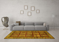 Machine Washable Abstract Yellow Modern Rug, wshabs618yw