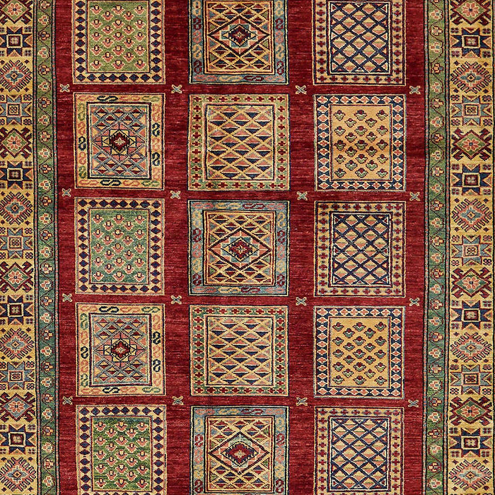 Machine Washable Abstract Saffron Red Rug, wshabs618