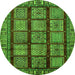 Round Abstract Green Modern Rug, abs618grn