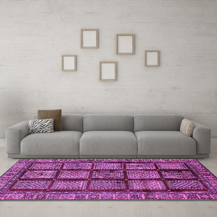 Machine Washable Abstract Purple Modern Area Rugs in a Living Room, wshabs618pur