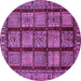 Round Machine Washable Abstract Purple Modern Area Rugs, wshabs618pur