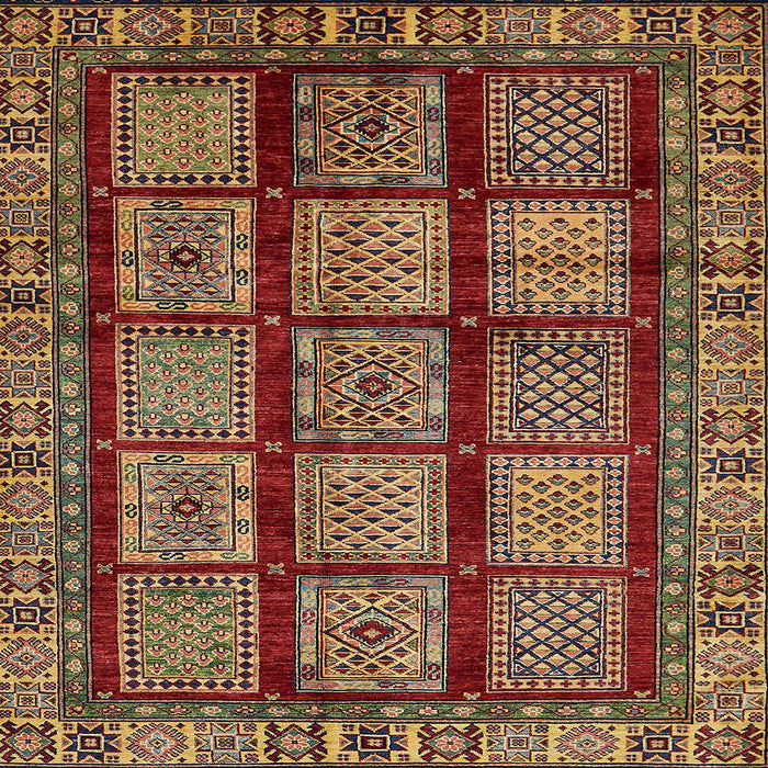 Square Machine Washable Abstract Saffron Red Rug, wshabs618