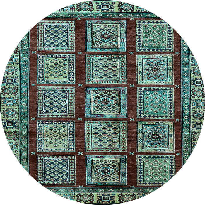 Round Abstract Light Blue Modern Rug, abs618lblu