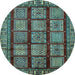 Round Abstract Light Blue Modern Rug, abs618lblu