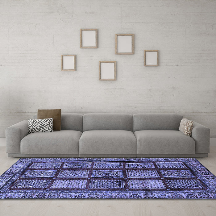 Machine Washable Abstract Blue Modern Rug in a Living Room, wshabs618blu