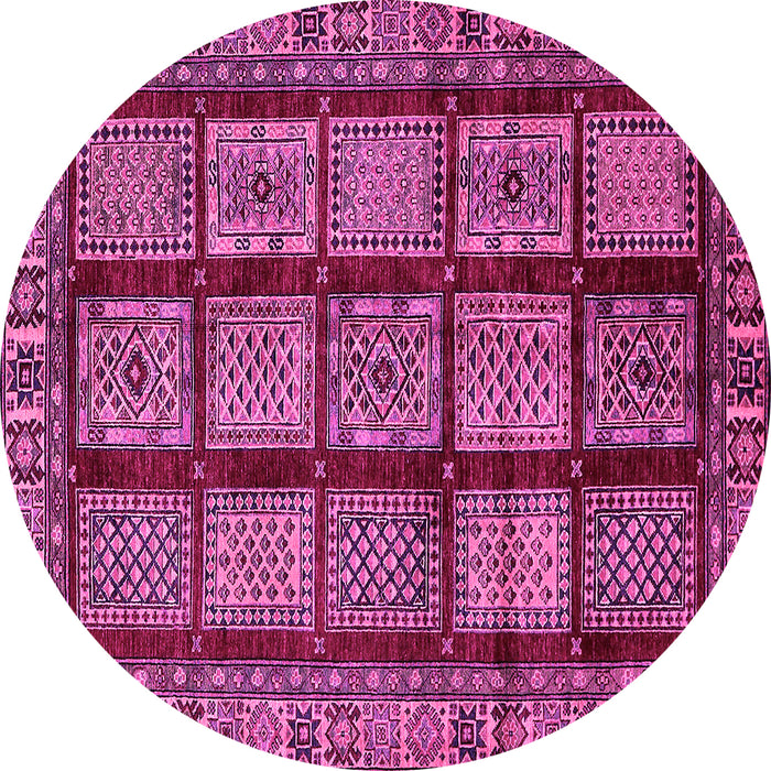 Round Machine Washable Abstract Pink Modern Rug, wshabs618pnk