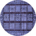 Round Machine Washable Abstract Blue Modern Rug, wshabs618blu