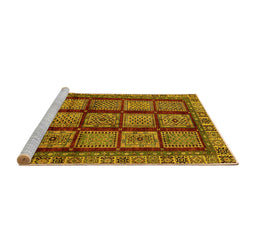 Sideview of Machine Washable Abstract Yellow Modern Rug, wshabs618yw