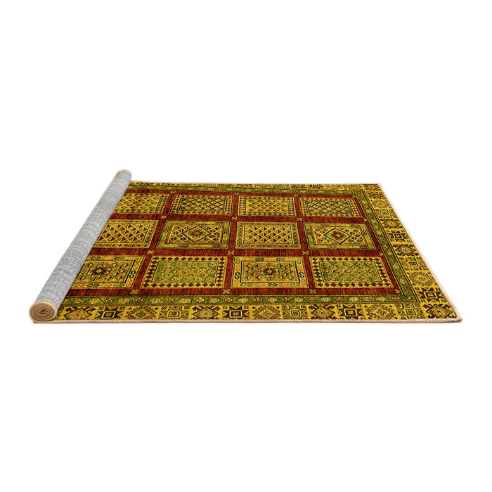 Sideview of Machine Washable Abstract Yellow Modern Rug, wshabs618yw