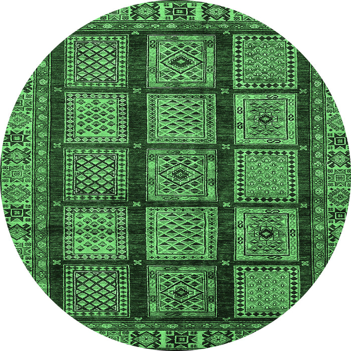 Round Abstract Emerald Green Modern Rug, abs618emgrn