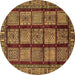 Round Abstract Brown Modern Rug, abs618brn