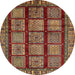 Round Abstract Saffron Red Modern Rug, abs618