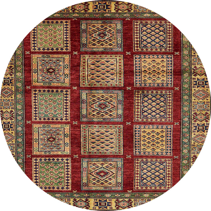 Round Machine Washable Abstract Saffron Red Rug, wshabs618