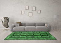 Machine Washable Abstract Emerald Green Modern Rug, wshabs618emgrn