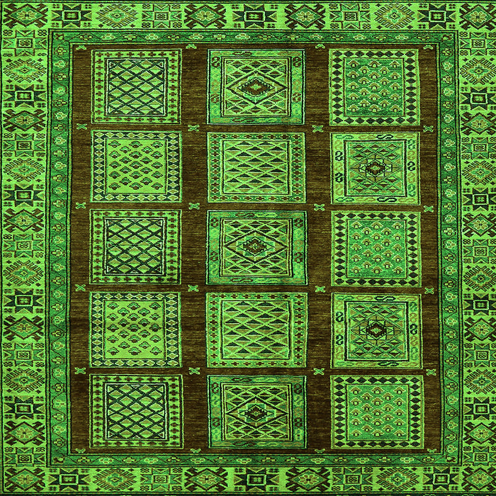 Square Machine Washable Abstract Green Modern Area Rugs, wshabs618grn