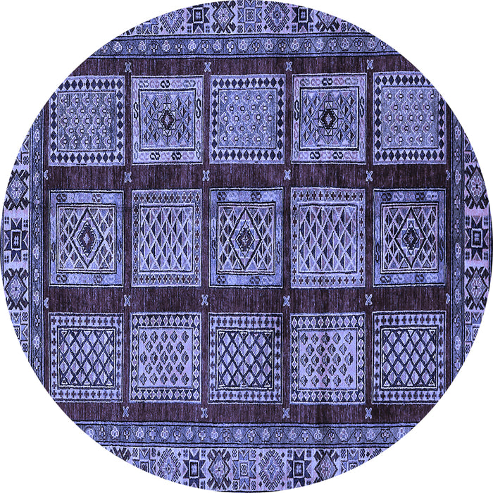 Round Abstract Blue Modern Rug, abs618blu