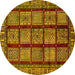 Round Abstract Yellow Modern Rug, abs618yw