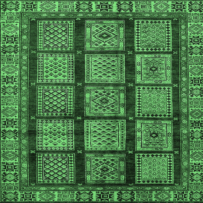 Square Abstract Emerald Green Modern Rug, abs618emgrn