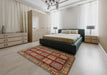 Abstract Saffron Red Modern Rug in a Bedroom, abs618