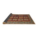 Sideview of Abstract Saffron Red Modern Rug, abs619