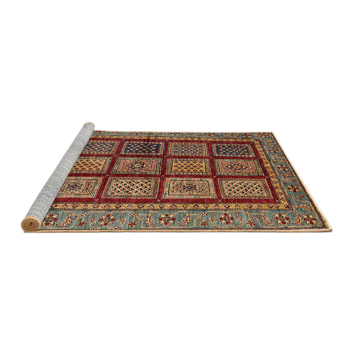 Sideview of Machine Washable Abstract Saffron Red Rug, wshabs619