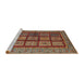 Sideview of Machine Washable Abstract Saffron Red Rug, wshabs619