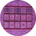 Round Machine Washable Abstract Purple Modern Area Rugs, wshabs619pur