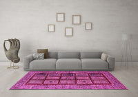 Machine Washable Abstract Pink Modern Rug, wshabs619pnk