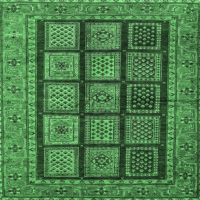 Square Abstract Emerald Green Modern Rug, abs619emgrn