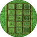 Round Machine Washable Abstract Green Modern Area Rugs, wshabs619grn