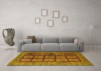 Machine Washable Abstract Yellow Modern Rug, wshabs619yw