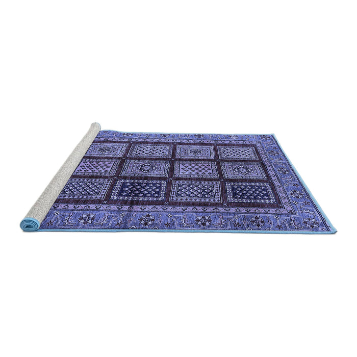 Sideview of Machine Washable Abstract Blue Modern Rug, wshabs619blu