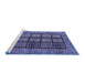 Sideview of Machine Washable Abstract Blue Modern Rug, wshabs619blu