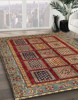 Machine Washable Abstract Saffron Red Rug in a Family Room, wshabs619