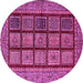 Round Machine Washable Abstract Pink Modern Rug, wshabs619pnk