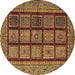 Round Abstract Brown Modern Rug, abs619brn