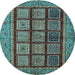 Round Machine Washable Abstract Light Blue Modern Rug, wshabs619lblu