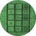 Round Abstract Emerald Green Modern Rug, abs619emgrn