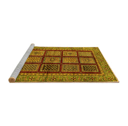 Sideview of Machine Washable Abstract Yellow Modern Rug, wshabs619yw