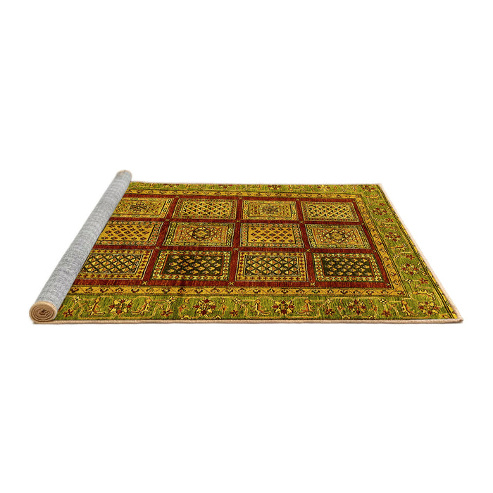 Sideview of Machine Washable Abstract Yellow Modern Rug, wshabs619yw