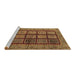 Sideview of Machine Washable Abstract Brown Modern Rug, wshabs619brn