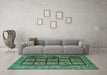 Machine Washable Abstract Turquoise Modern Area Rugs in a Living Room,, wshabs619turq