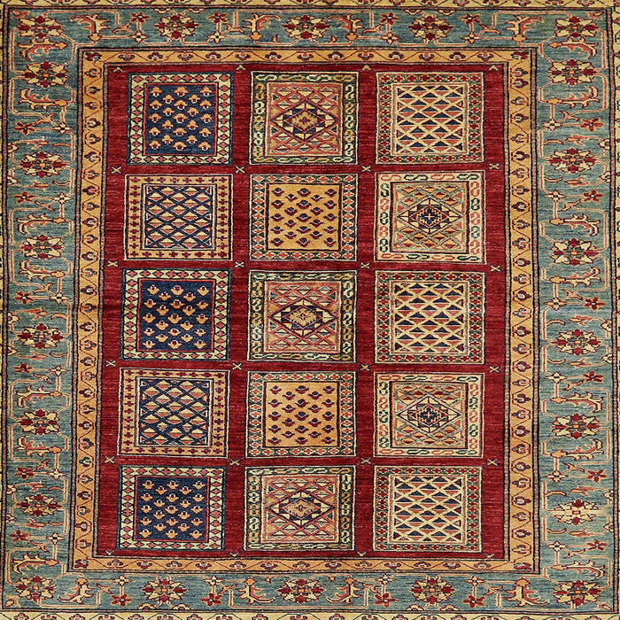 Square Machine Washable Abstract Saffron Red Rug, wshabs619