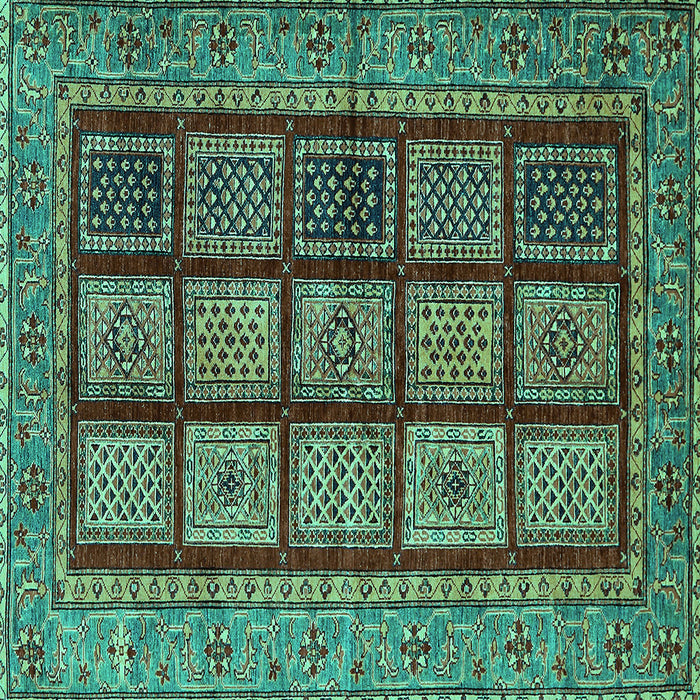 Square Abstract Turquoise Modern Rug, abs619turq