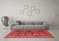 Machine Washable Abstract Red Modern Rug, wshabs619red